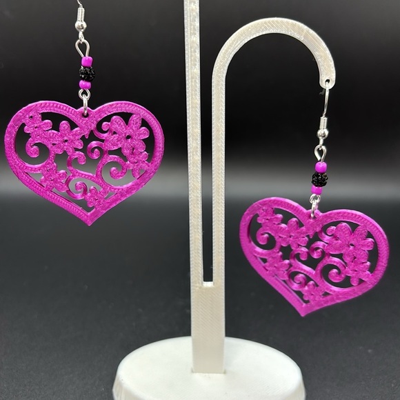 Heart Flower Earrings - Picture 6 of 6